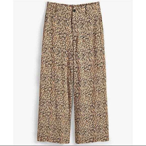 On 34th Women's Plus 2x Beige Leopard Animal Printed Wide-Leg Pants NWT. - Picture 2 of 13